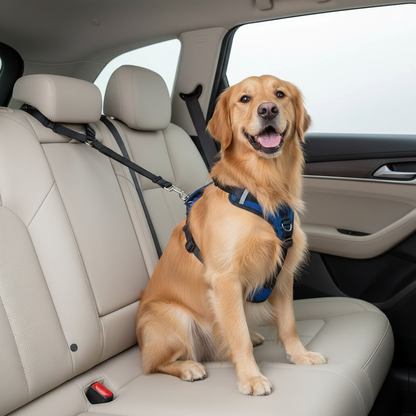 Dog Secured in Car Seat